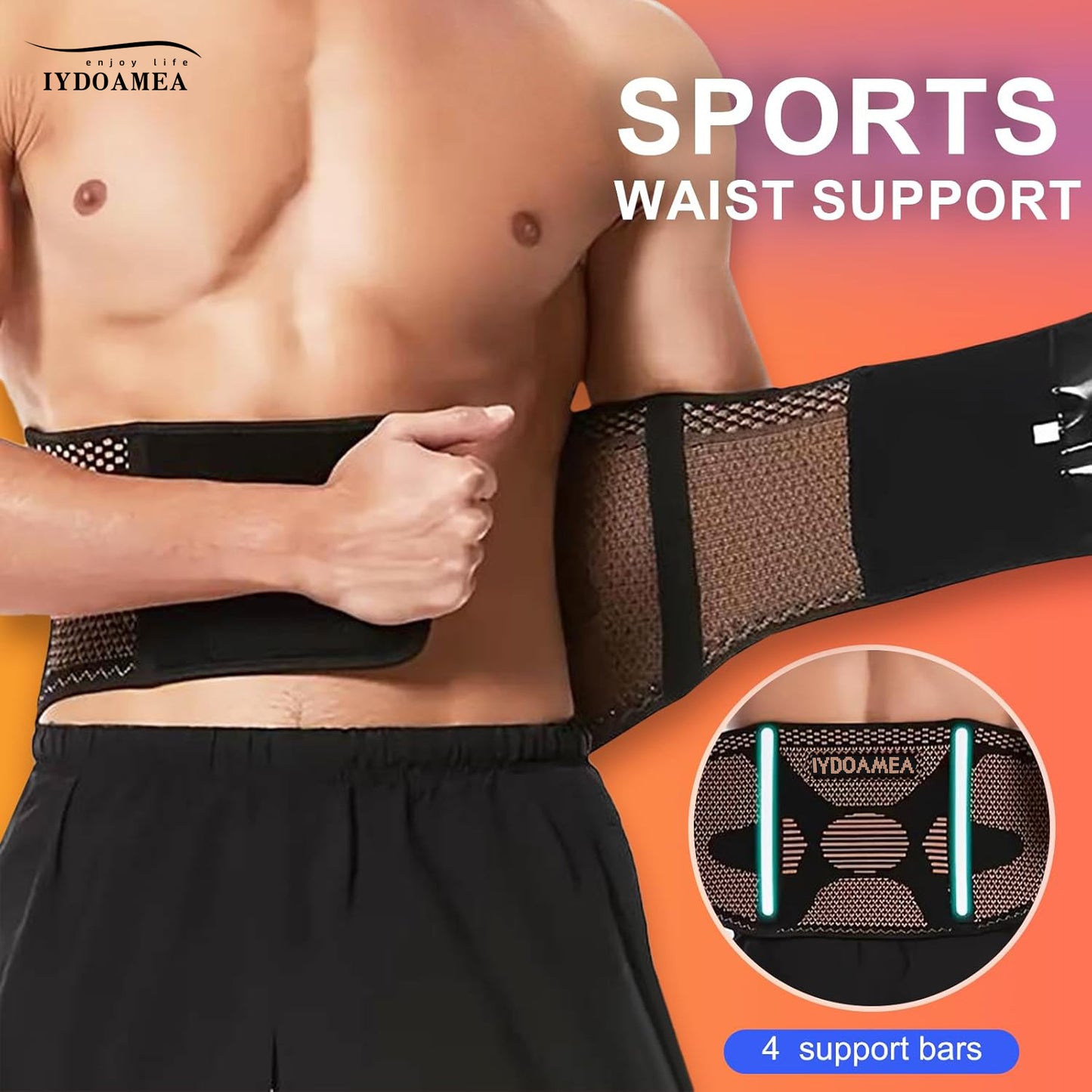 Copper Back Braces for Lower Back Pain Lumbar Support Belt