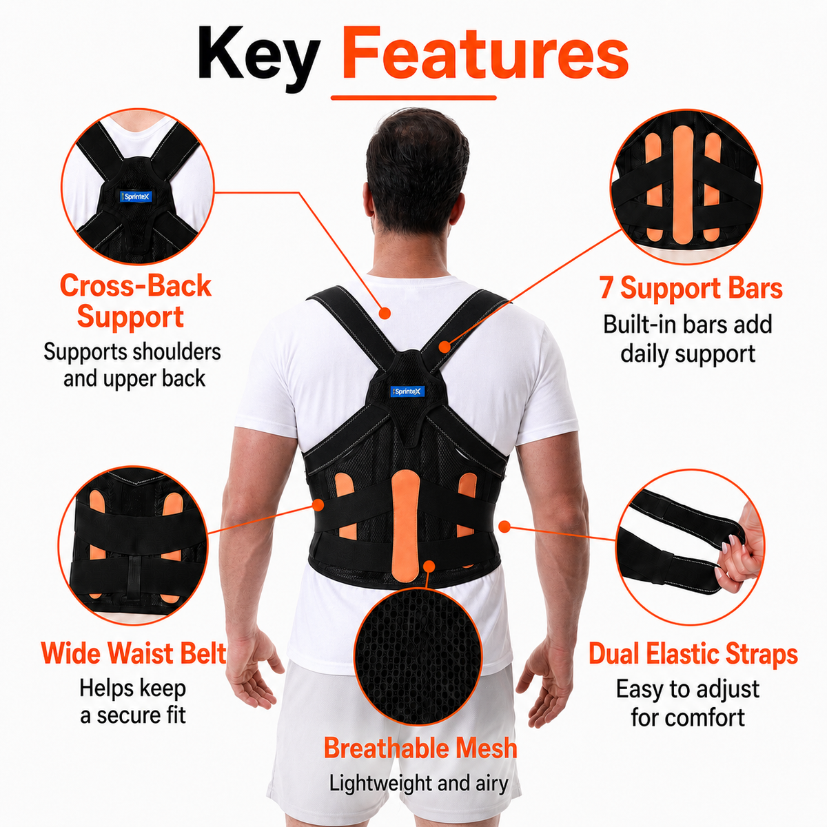 Full Back Posture Support Brace - product view 15