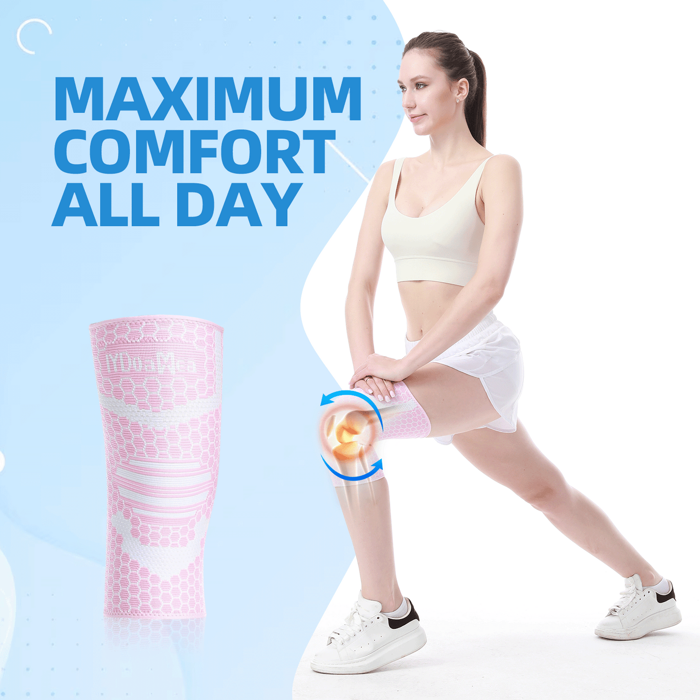 2 Pack Pink Knee Braces Compression Sleeves For Women