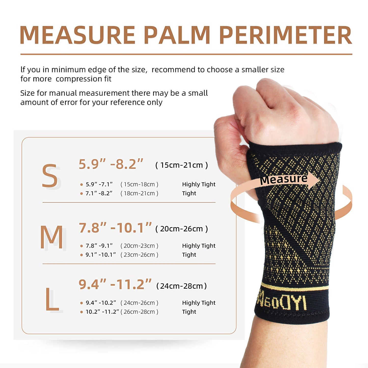 Copper Wrist Compression Sleeves for Arthritis Workout Carpal Tunnel