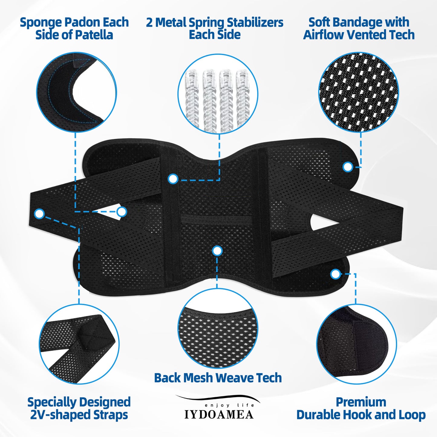 IYDoaMea Plus Size Knee Compression Wrap Brace (Order A Size Up), Breathable Adjustable Knee Brace For Men And Women, Knee Brace With Side Stabilizers Leg Supporter Healthcare football accessories