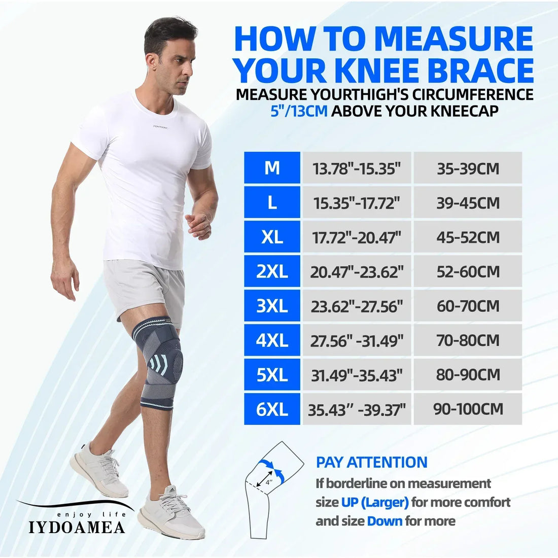1 PC Compression Knee Sleeve Support with Adjustable Straps - IYDoaMea