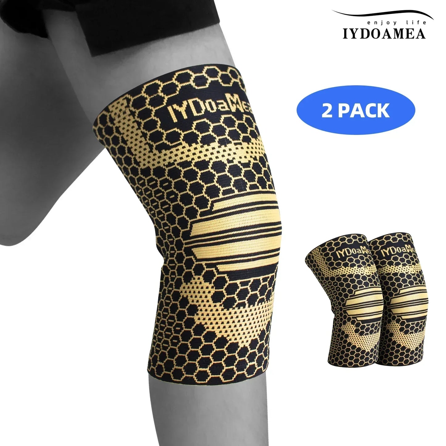 Copper Ions Fiber Compression Knee Sleeve for Women and Men - IYDoaMea Sport