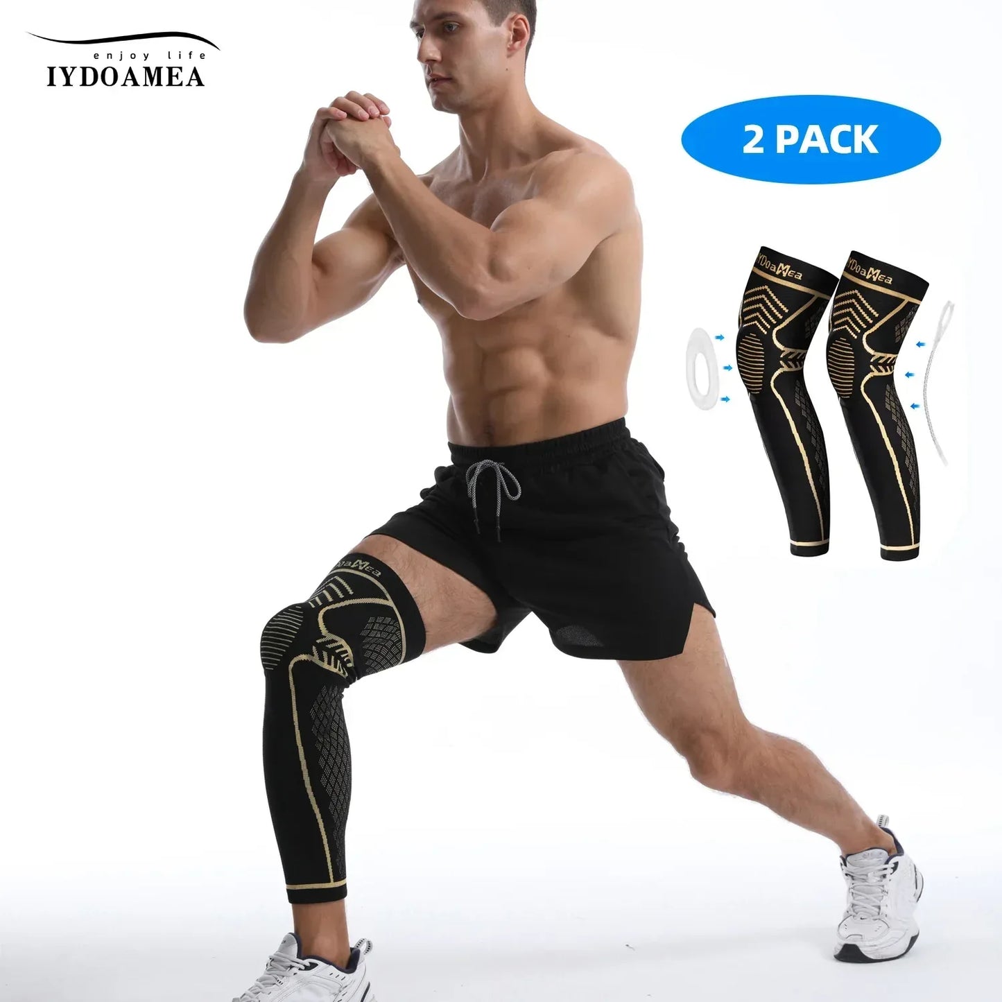 Anti Slip Copper Full Leg Compression Sleeve - IYDoaMea Sport