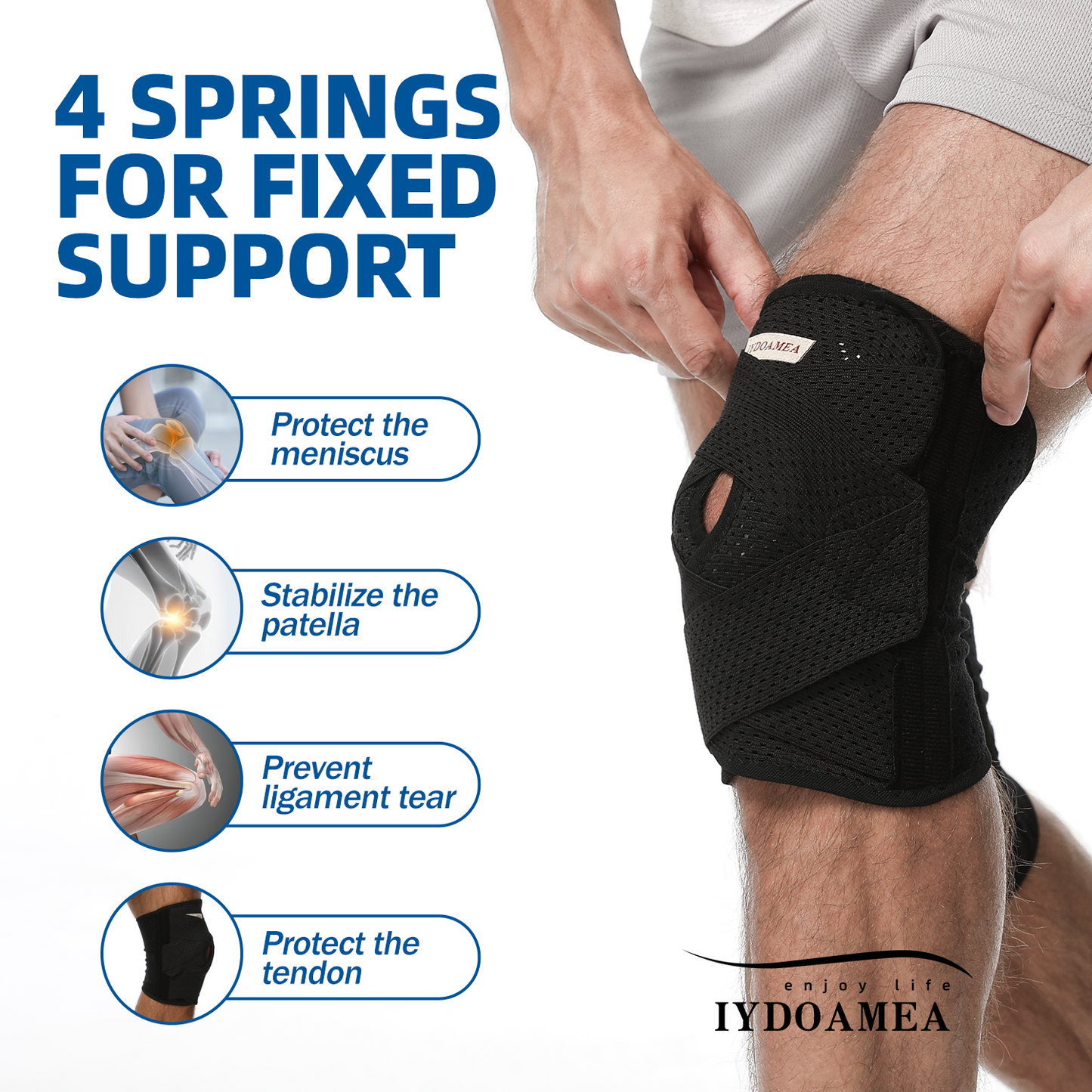 IYDoaMea Plus Size Knee Compression Wrap Brace (Order A Size Up), Breathable Adjustable Knee Brace For Men And Women, Knee Brace With Side Stabilizers Leg Supporter Healthcare football accessories