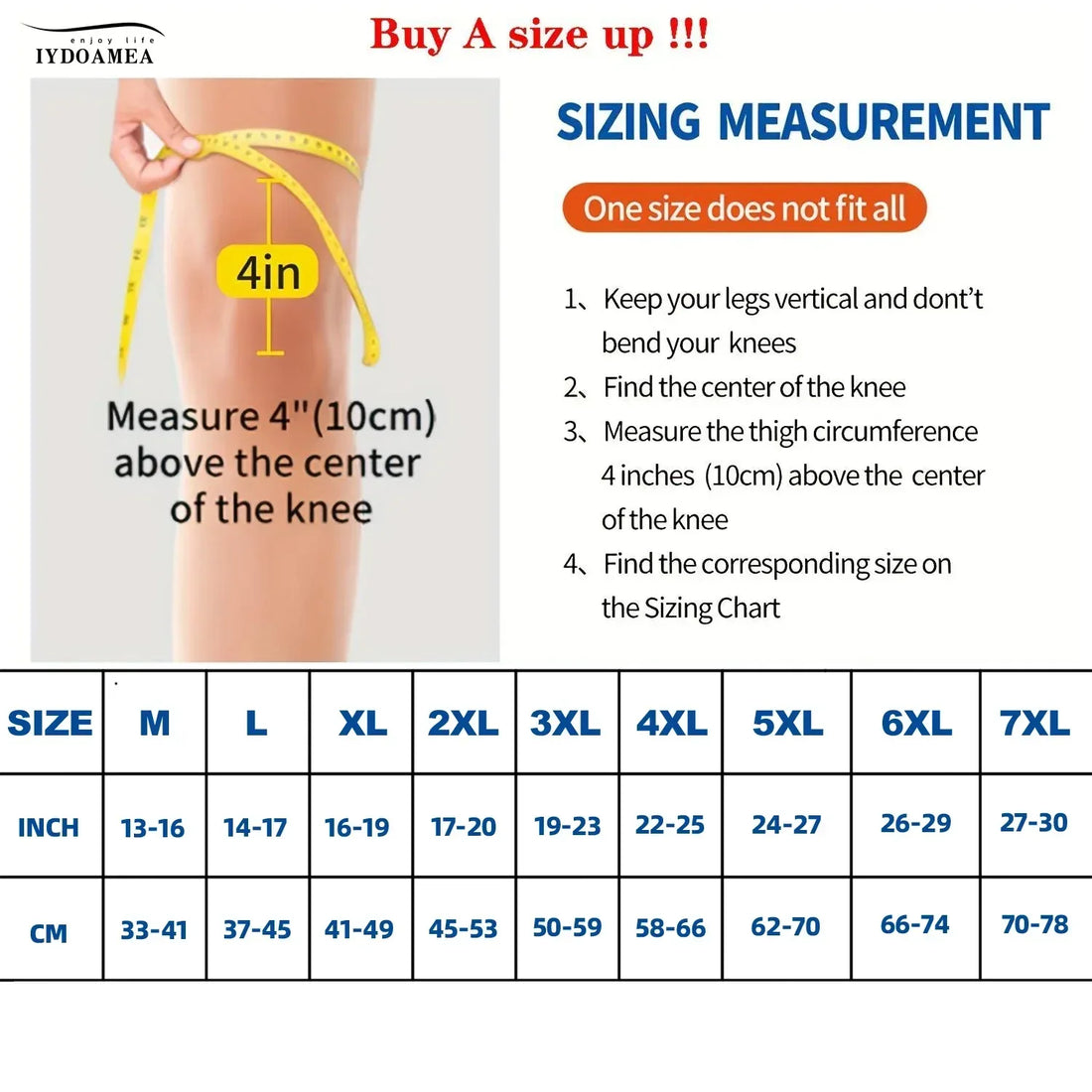 Compression Knee Support with Air Mesh Fabric Maximum Size 7XL Obese People - IYDoaMea Sport