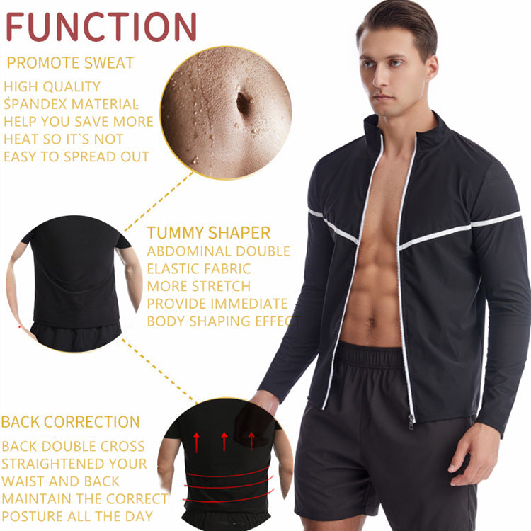 Long Sleeve Shirt with Zipper Sauna Suit Sweat Weight Loss