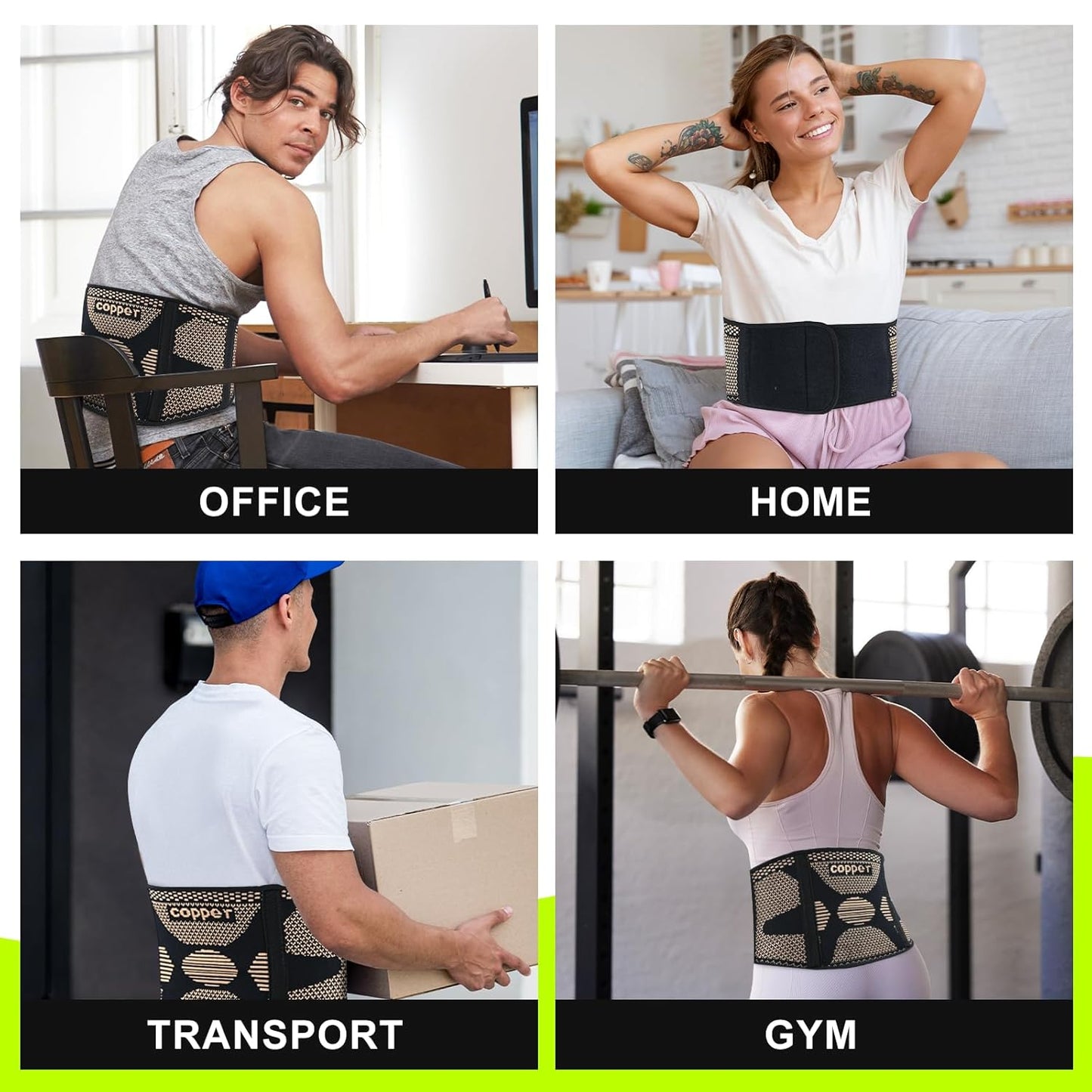 Copper Back Braces for Lower Back Pain Lumbar Support Belt