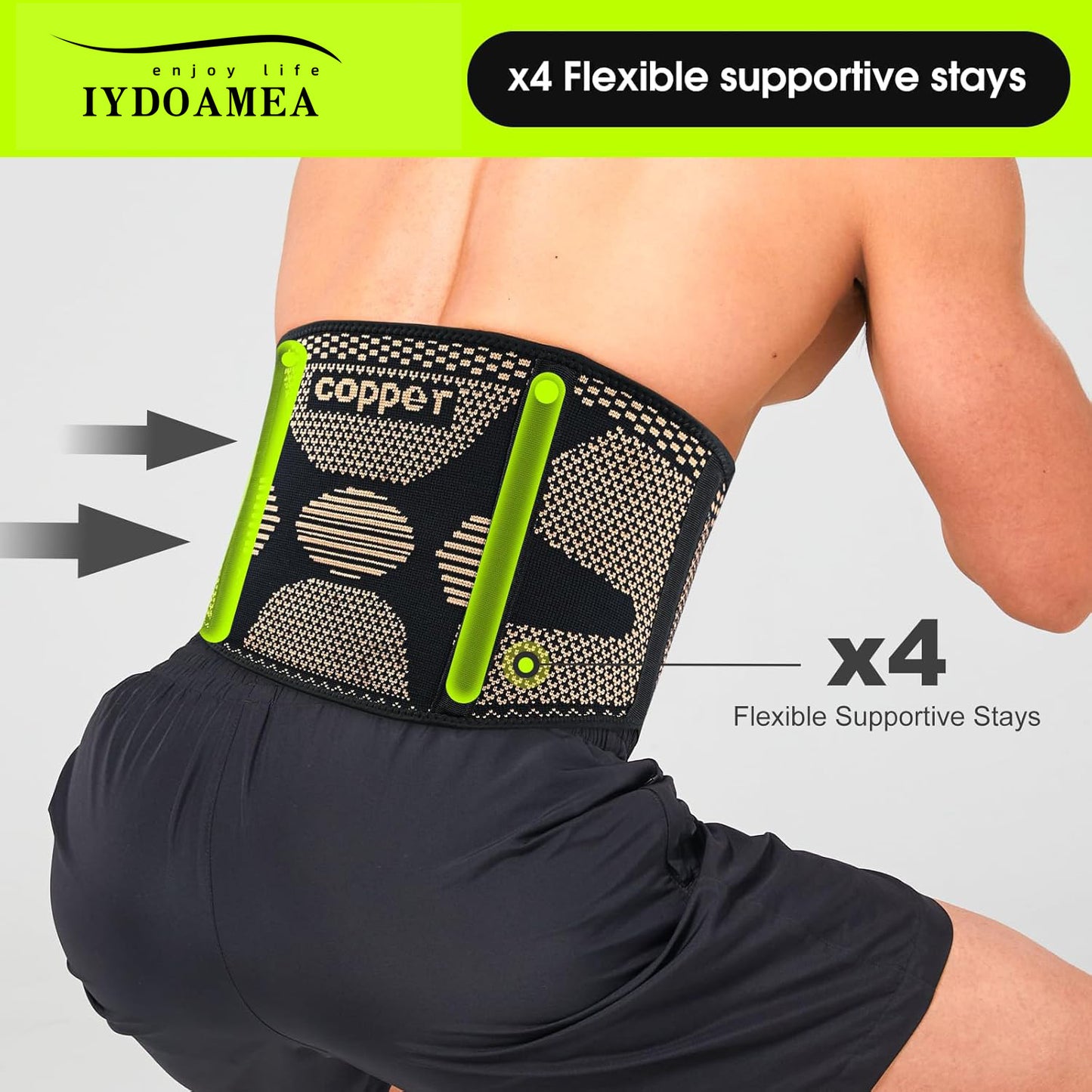 Copper Back Braces for Lower Back Pain Lumbar Support Belt