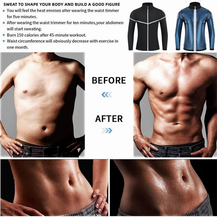 Long Sleeve Shirt with Zipper Sauna Suit Sweat Weight Loss