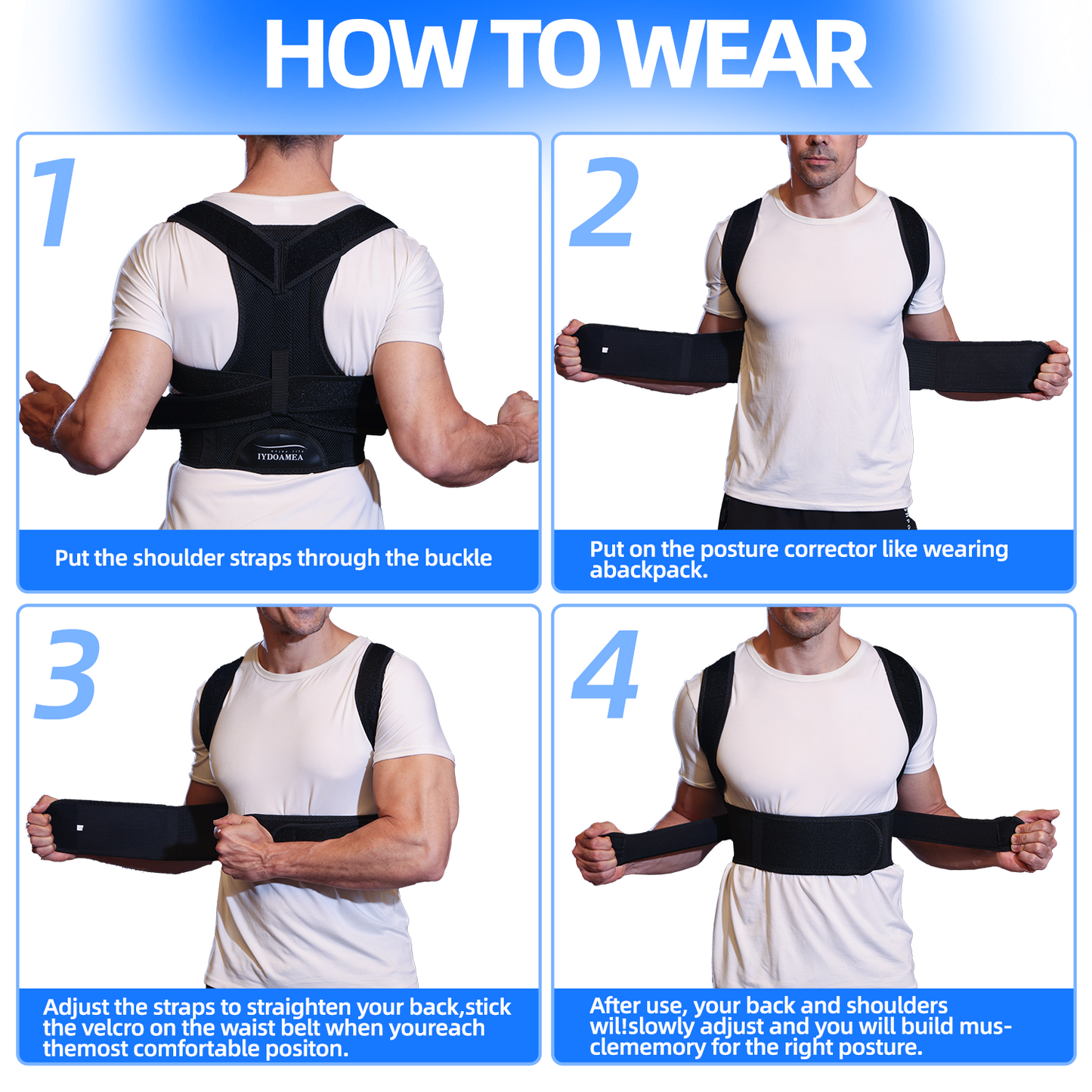 IYDoaMea Adjustable Posture Corrector for Improving Back Posture Relief for Upper and Lower Back
