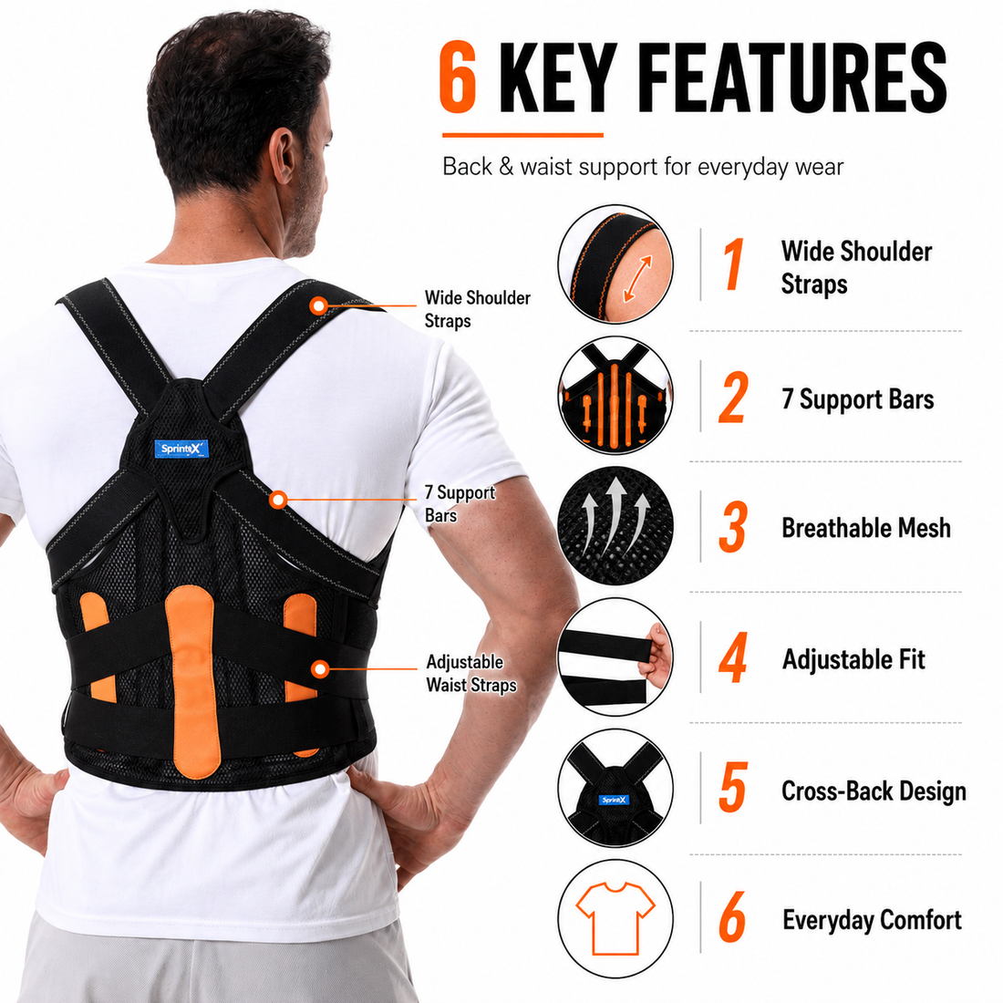 Full Back Posture Support Brace - product view 7