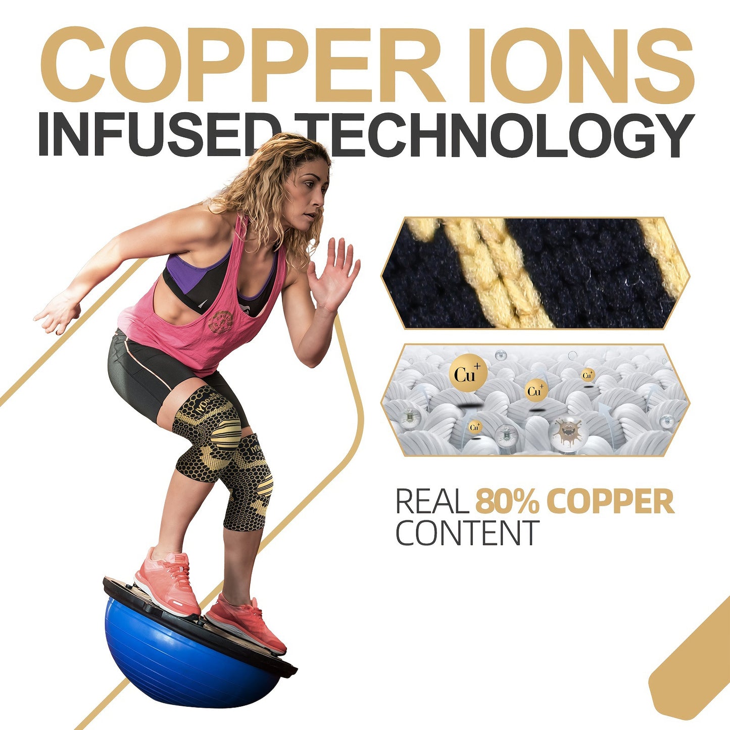 Copper Ions Fiber Compression Knee Sleeve for Women and Men