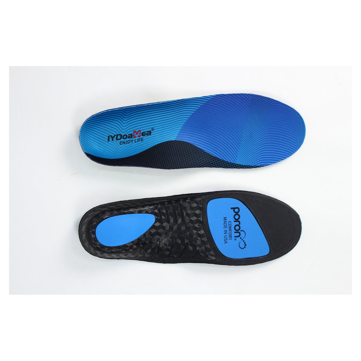 IYDOAMEA 35mm high arch insoles front and PORON underside