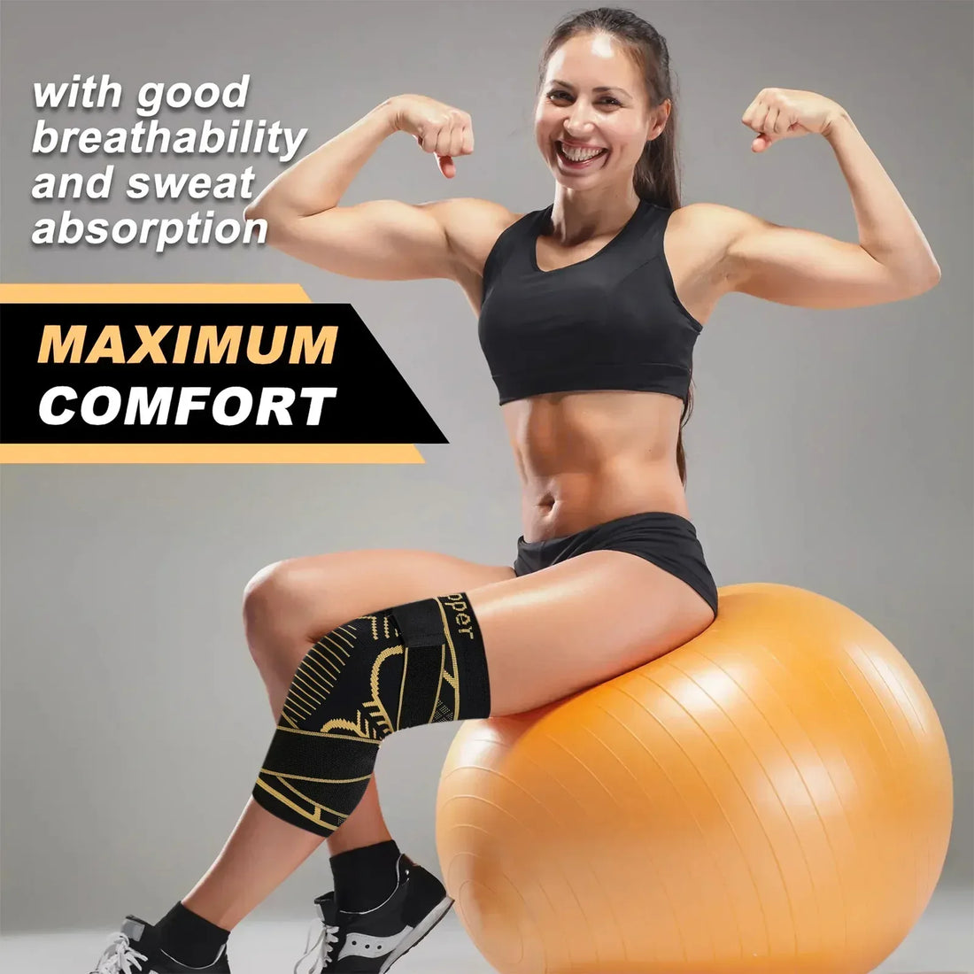 Copper Knee Support Brace with Adjustable Straps - IYDoaMea Sport