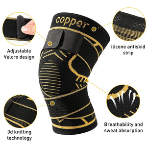 Copper Knee Support Brace with Adjustable Straps - IYDoaMea Sport