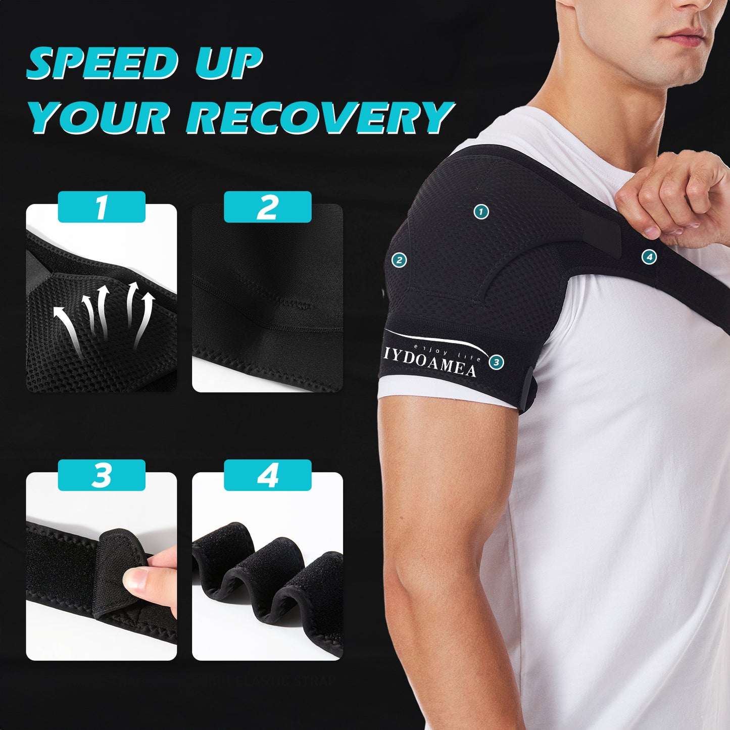 IYDoaMea 1pc Shoulder Brace For Torn Rotator Cuff, Shoulder Relieve Fatigue Support And Compression For Men And Women - Sleeve Wrap For Shoulder Stability And Recovery Healthcare Tool