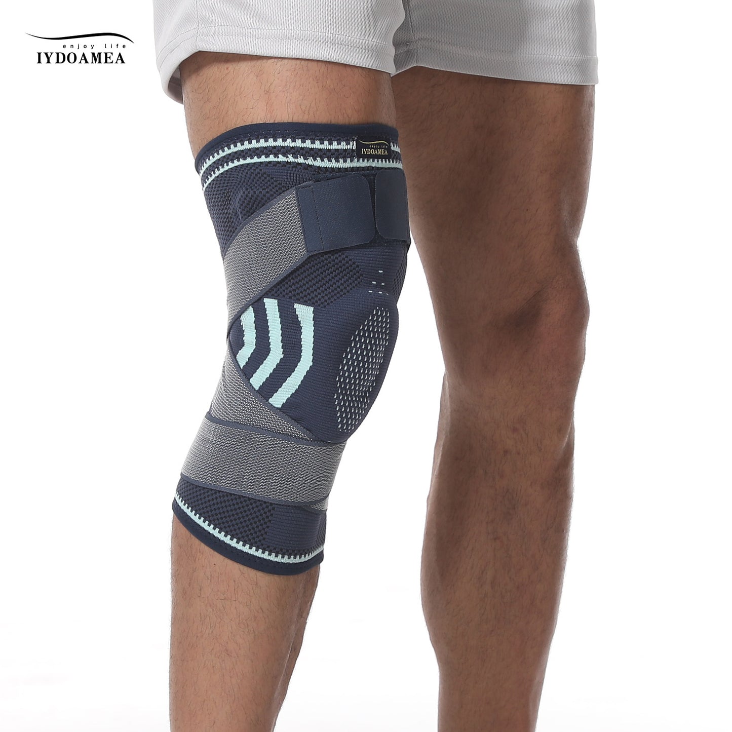IYDoaMea 1pc Professional Plus Size Knee Brace with Adjustable Straps for Best Fit Compression Knee Sleeve Support with Patella Pad & Side Stabilizers for Knee Pain Running, Work Out, Gym, Arthritis, ACL, Joint Pain Relief, Injury Recovery