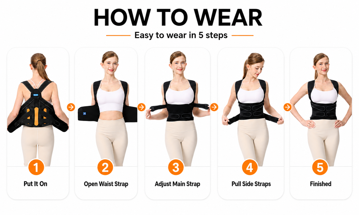 Full Back Posture Support Brace - size and fit guide