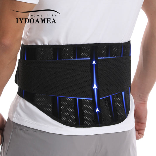 IYDoaMea Air Mesh Breathable Back Brace For Men Women With 4 Steel Plates, 2 Springs Stays, Anti-skid, Adjustable Lumbar Belt For Work Back Brace Support strap Adjustable Breathable Posture Correction Belt Healthcare