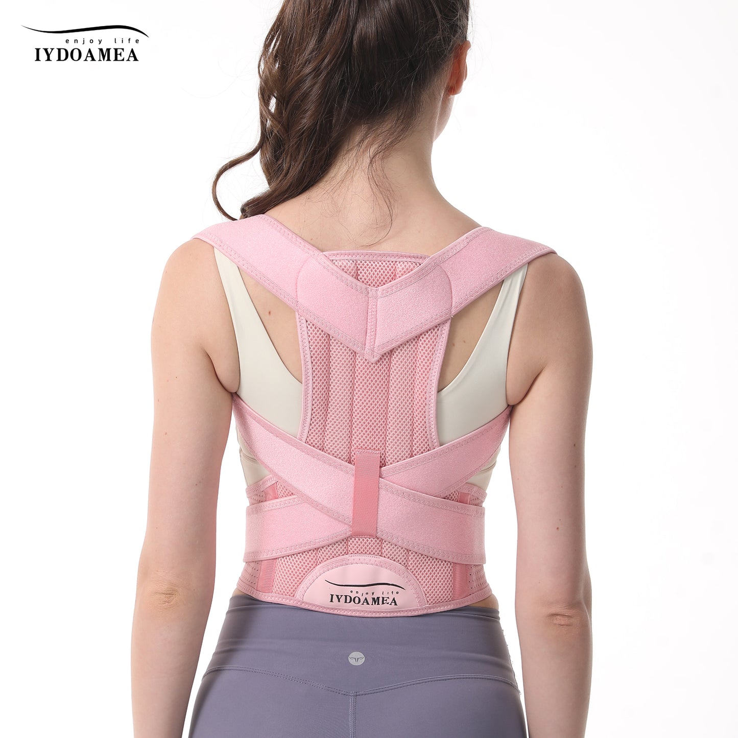 IYDoaMea Adjustable Posture Corrector for Women and Men, Improving Back Posture Relief for Upper and Lower Back Black/Pink