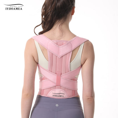 IYDoaMea Adjustable Posture Corrector for Women and Men, Improving Back Posture Relief for Upper and Lower Back Black/Pink