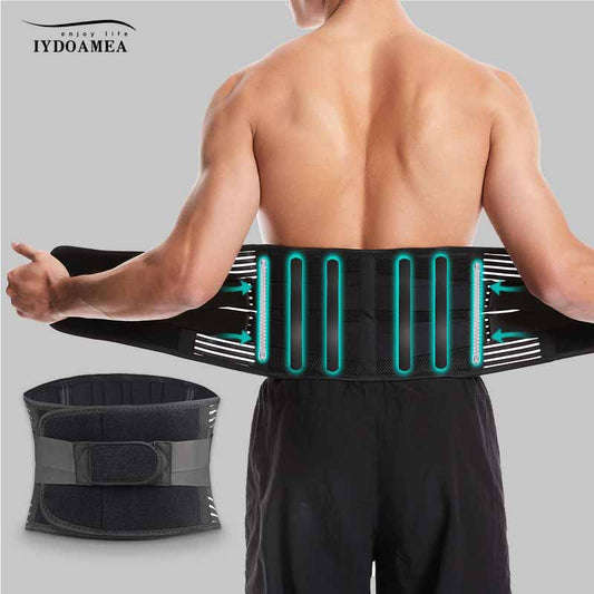 IYDOAMEA Back Brace With 6 Stays, Breathable Back Support Belt For Men/Women For Work, Anti-skid Lumbar Support Belt With 16-hole Mesh For Sciatica Adjustable Breathable Posture Correction Belt Slim Fit, Order A Size Up