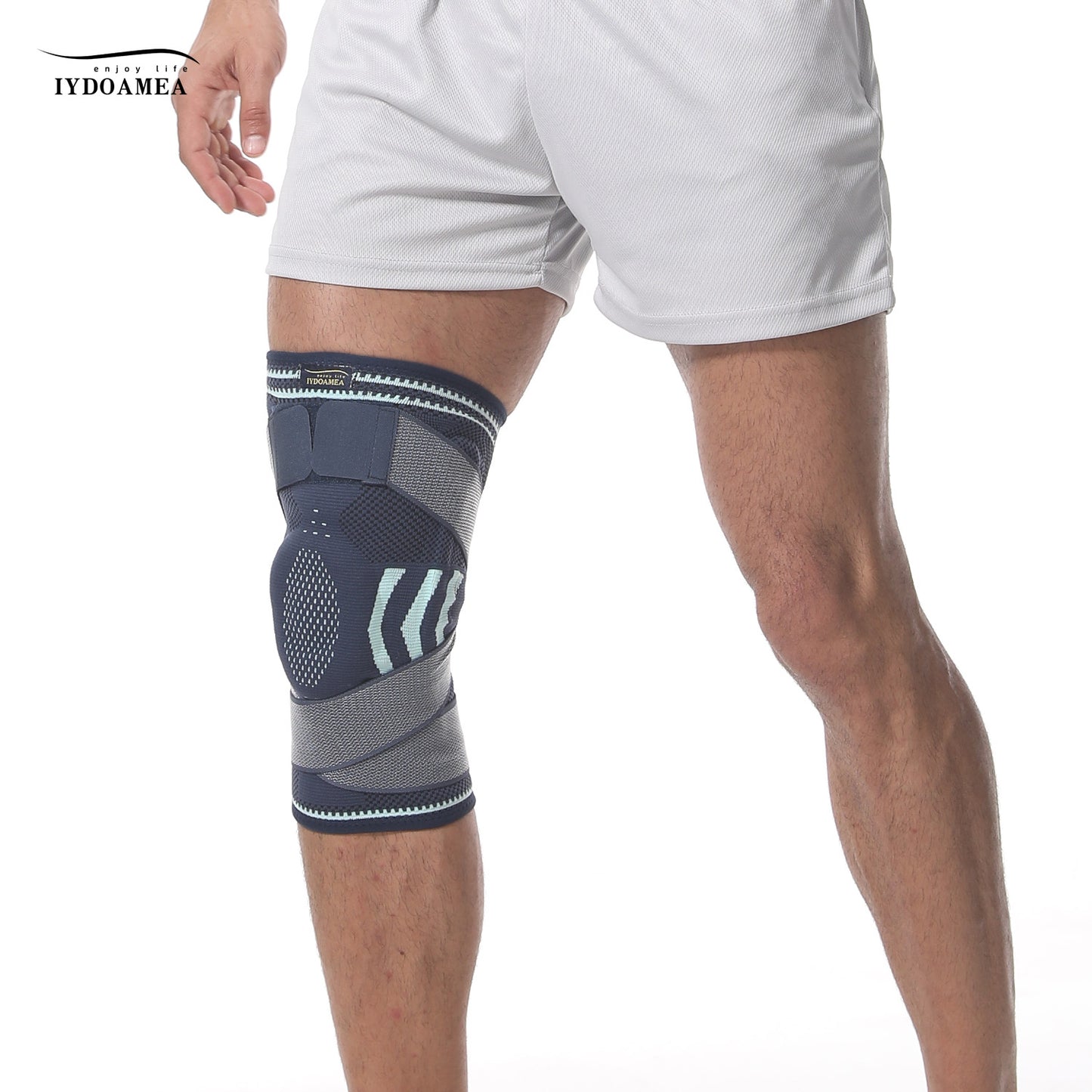 IYDoaMea 1pc Professional Plus Size Knee Brace with Adjustable Straps for Best Fit Compression Knee Sleeve Support with Patella Pad & Side Stabilizers for Knee Pain Running, Work Out, Gym, Arthritis, ACL, Joint Pain Relief, Injury Recovery