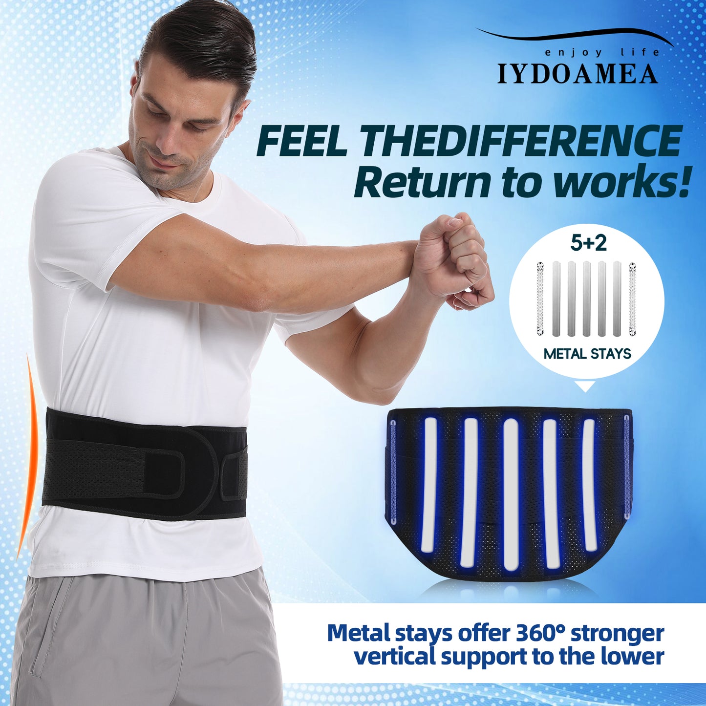 IYDoaMea Air Mesh Breathable Back Brace For Men Women With 4 Steel Plates, 2 Springs Stays, Anti-skid, Adjustable Lumbar Belt For Work Back Brace Support strap Adjustable Breathable Posture Correction Belt Healthcare
