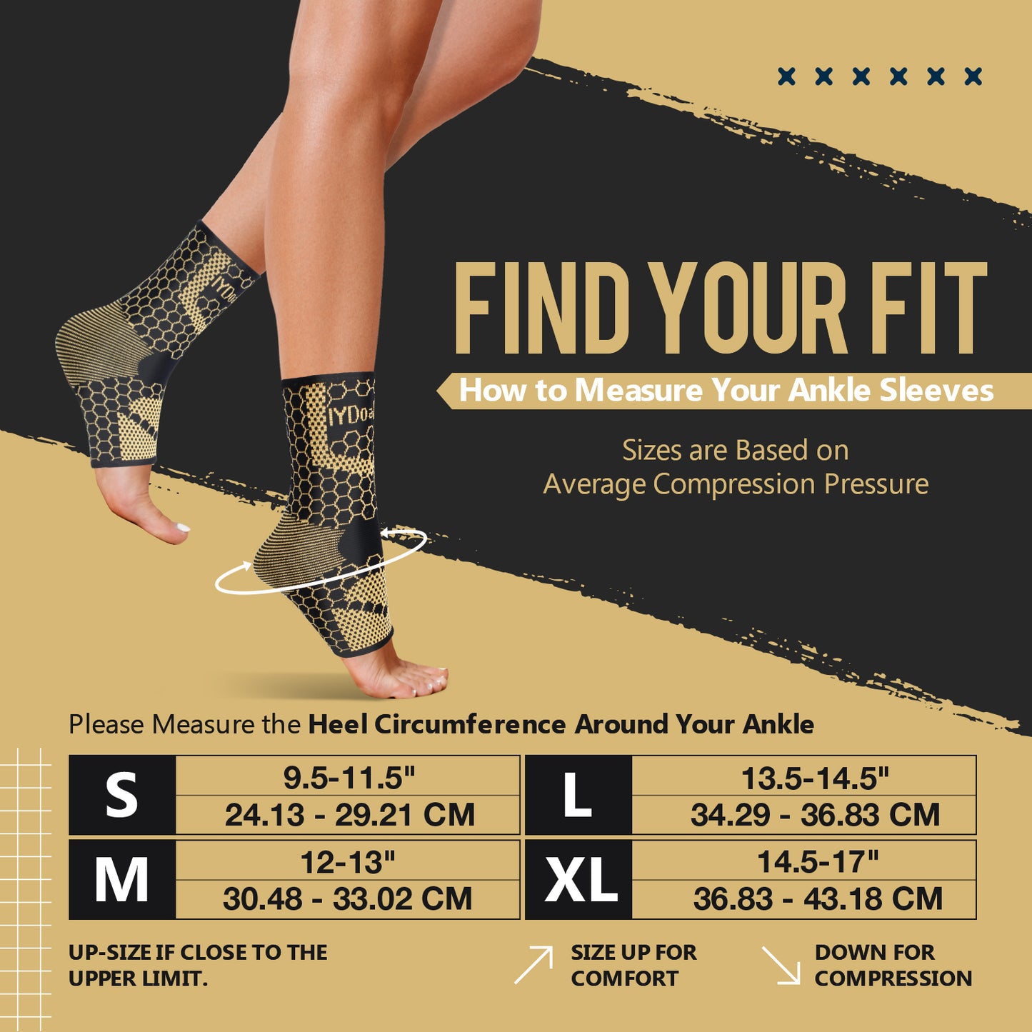 IYDoaMea 1 Pair Copper Ankle Brace Support For Men & Women, Breathable Nano Socks, Anti-Slip Ankle Compression Sleeve Socks For Sport