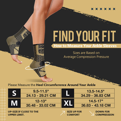 IYDoaMea 1 Pair Copper Ankle Brace Support For Men & Women, Breathable Nano Socks, Anti-Slip Ankle Compression Sleeve Socks For Sport