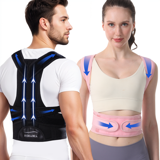 IYDoaMea Adjustable Posture Corrector for Women and Men, Improving Back Posture Relief for Upper and Lower Back Black/Pink