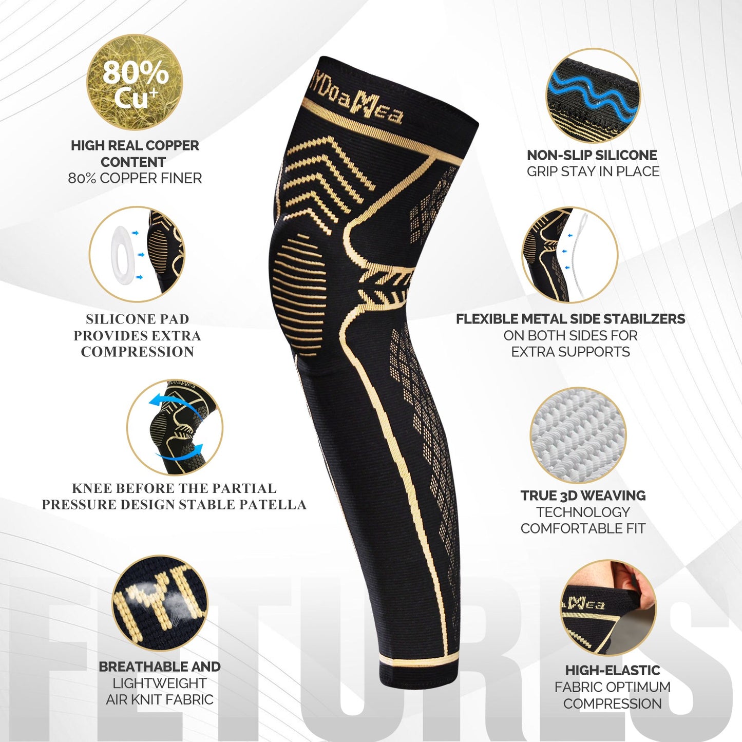 IYDoaMea 1 PC Copper Full Leg Knee Braces For Women & Men, Knee Compression Sleeves With Patella Gel Pad & Side Stabilizers, Knee Support For Sport, Running, Workout black friday Spicy Dill Pickle Kettle Chips Pack Pickle Kettle