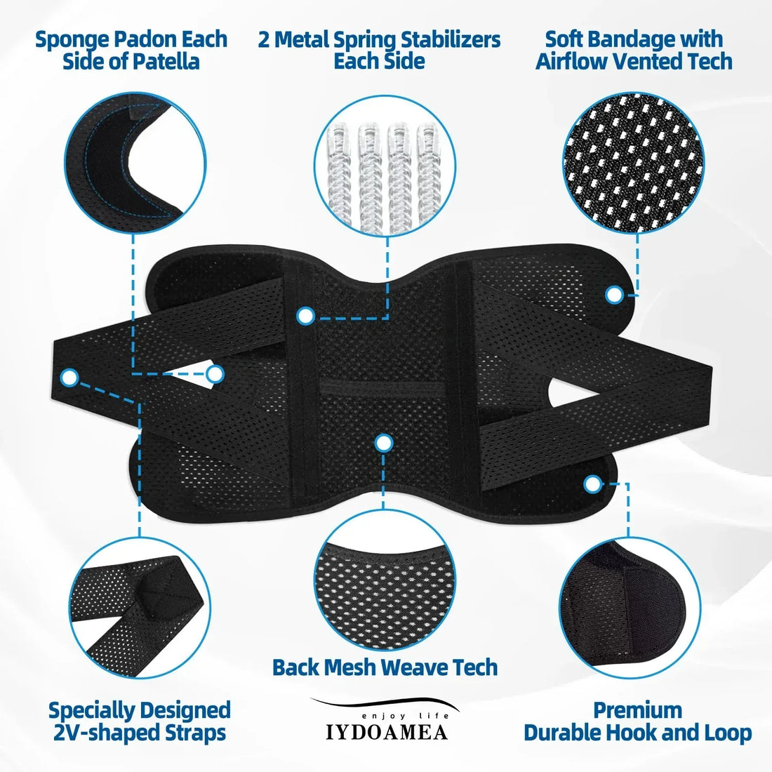 Compression Knee Support with Air Mesh Fabric Maximum Size 7XL Obese People - IYDoaMea Sport