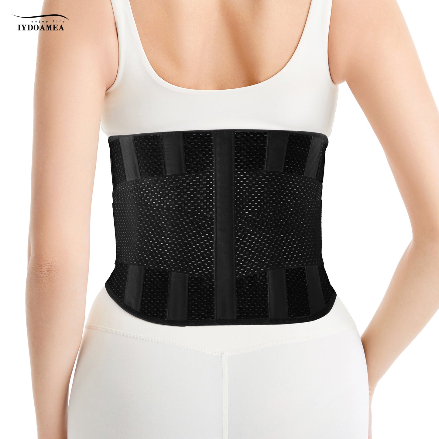 IYDoaMea Air Mesh Breathable Back Brace For Men Women With 4 Steel Plates, 2 Springs Stays, Anti-skid, Adjustable Lumbar Belt For Work Back Brace Support strap Adjustable Breathable Posture Correction Belt Healthcare