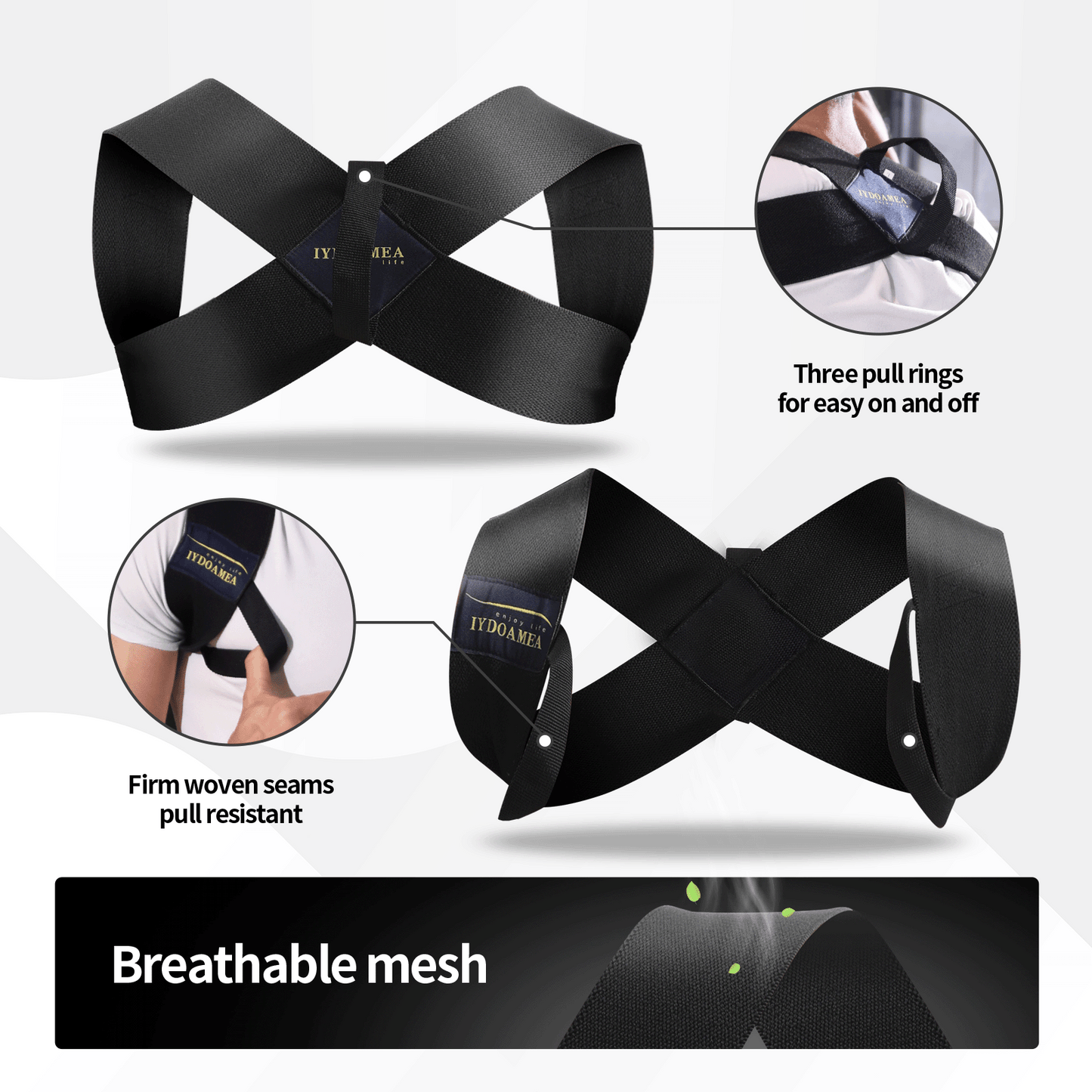IYDoaMea 1PC Plus Size Fitness Heavy Shoulder Straps, Bench Presses, Shoulder Training Straps, Press Lifts, Chest Straight, Straight Back Assist Straps, Open Shoulder Assist Straps Heavy Shoulder Back Support Brace, Posture Corrector For Men And Women