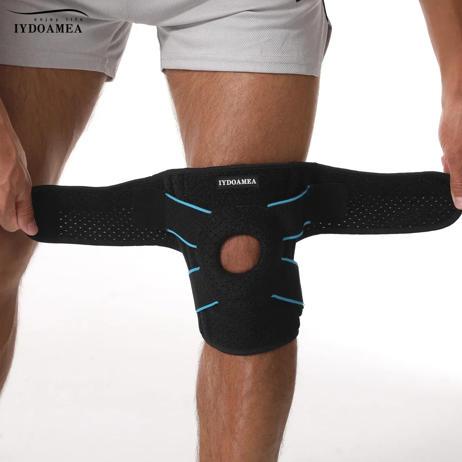 Knee Brace with Side Stabilizers Patella Gel Pads - IYDoaMea Sport