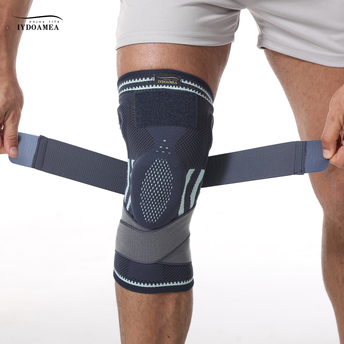 IYDoaMea 1pc Professional Plus Size Knee Brace with Adjustable Straps for Best Fit Compression Knee Sleeve Support with Patella Pad & Side Stabilizers for Knee Pain Running, Work Out, Gym, Arthritis, ACL, Joint Pain Relief, Injury Recovery