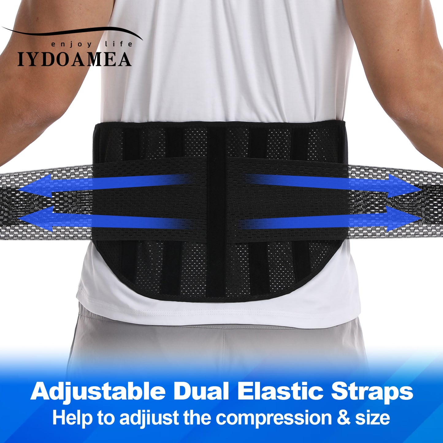 IYDoaMea Air Mesh Breathable Back Brace For Men Women With 4 Steel Plates, 2 Springs Stays, Anti-skid, Adjustable Lumbar Belt For Work Back Brace Support strap Adjustable Breathable Posture Correction Belt Healthcare