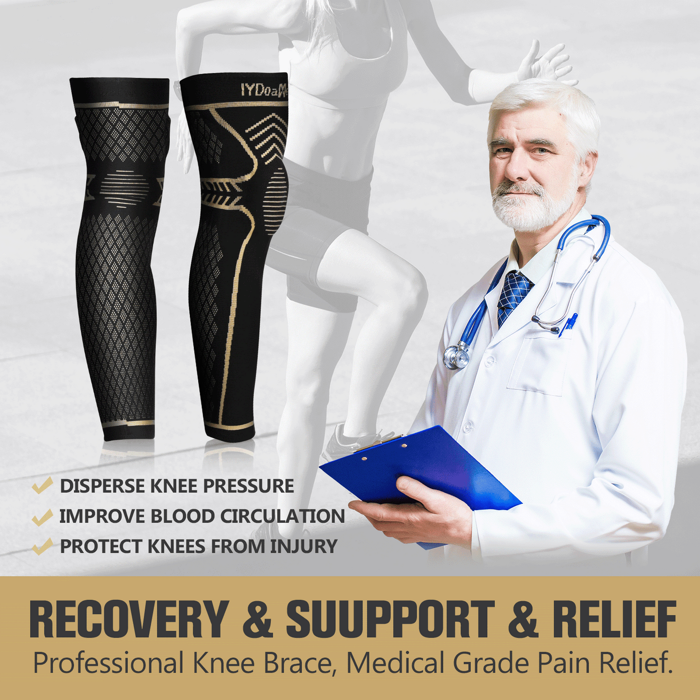 IYDoaMea 1 PC Copper Full Leg Knee Braces For Women & Men, Knee Compression Sleeves With Patella Gel Pad & Side Stabilizers, Knee Support For Sport, Running, Workout black friday Spicy Dill Pickle Kettle Chips Pack Pickle Kettle