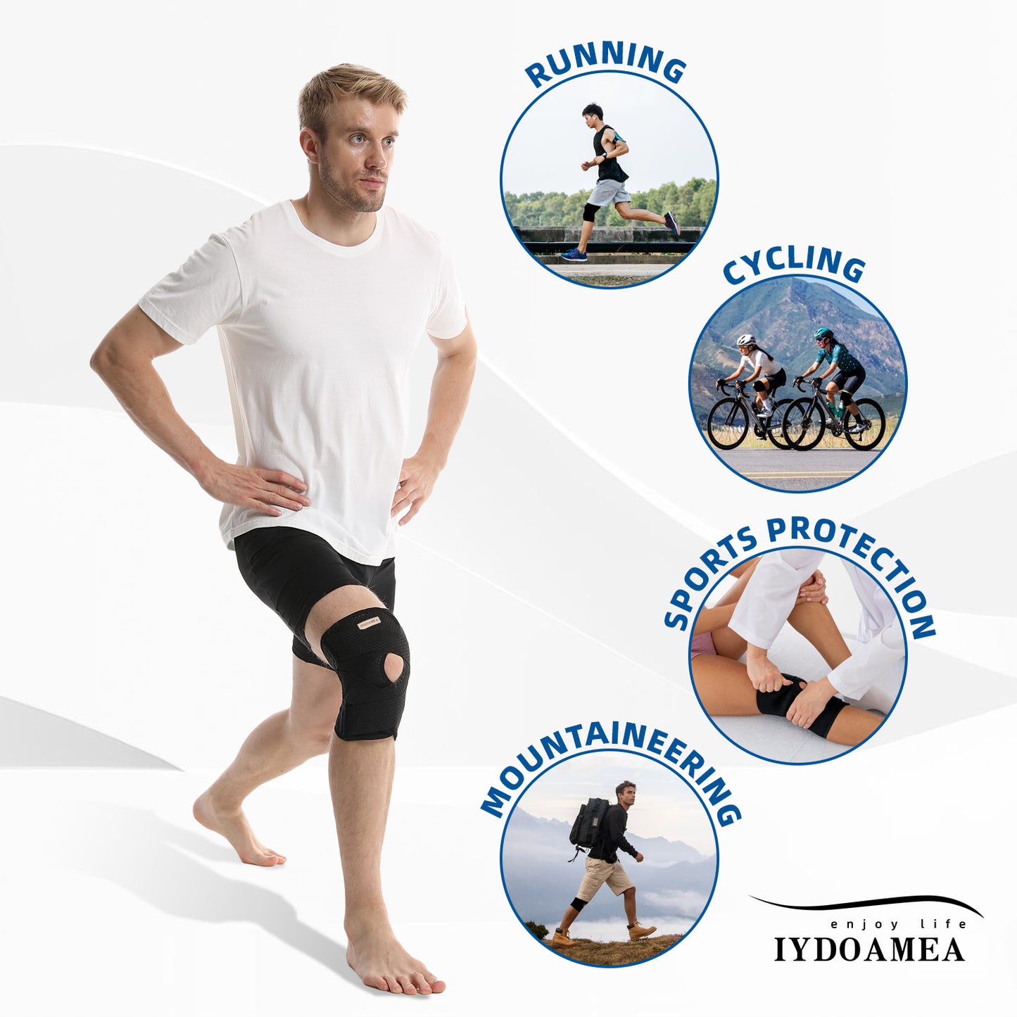 IYDoaMea Plus Size Knee Compression Wrap Brace (Order A Size Up), Breathable Adjustable Knee Brace For Men And Women, Knee Brace With Side Stabilizers Leg Supporter Healthcare football accessories