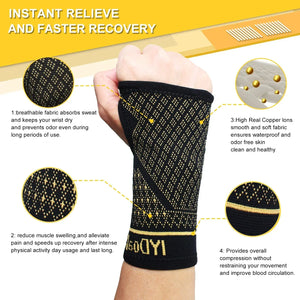 Copper Wrist Compression Sleeves for Support and Workout - IYDoaMea