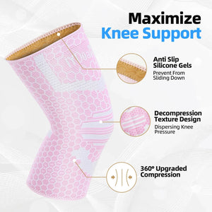 2 Pack Pink Knee Braces Compression Sleeves For Women - IYDoaMea Sport