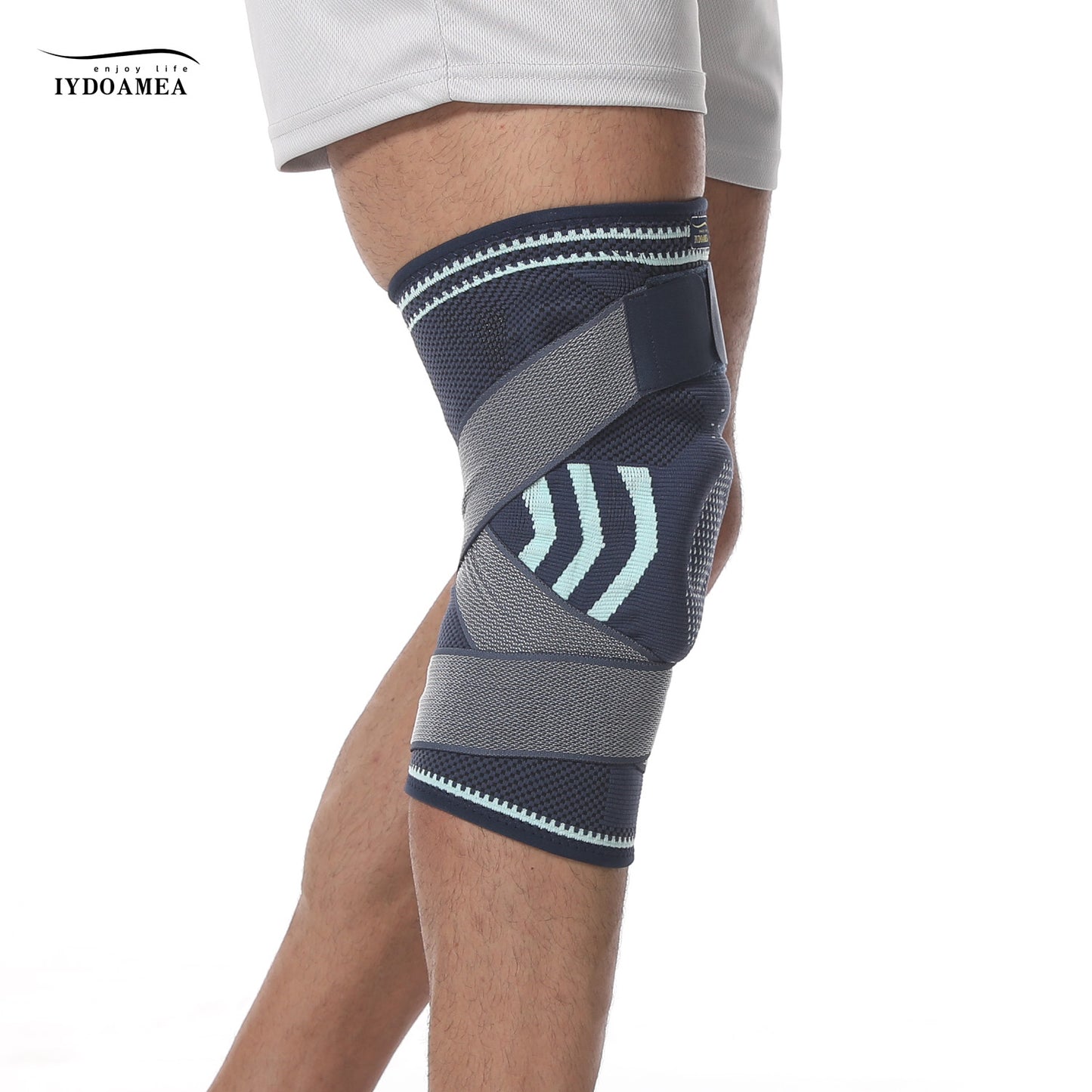 IYDoaMea 1pc Professional Plus Size Knee Brace with Adjustable Straps for Best Fit Compression Knee Sleeve Support with Patella Pad & Side Stabilizers for Knee Pain Running, Work Out, Gym, Arthritis, ACL, Joint Pain Relief, Injury Recovery