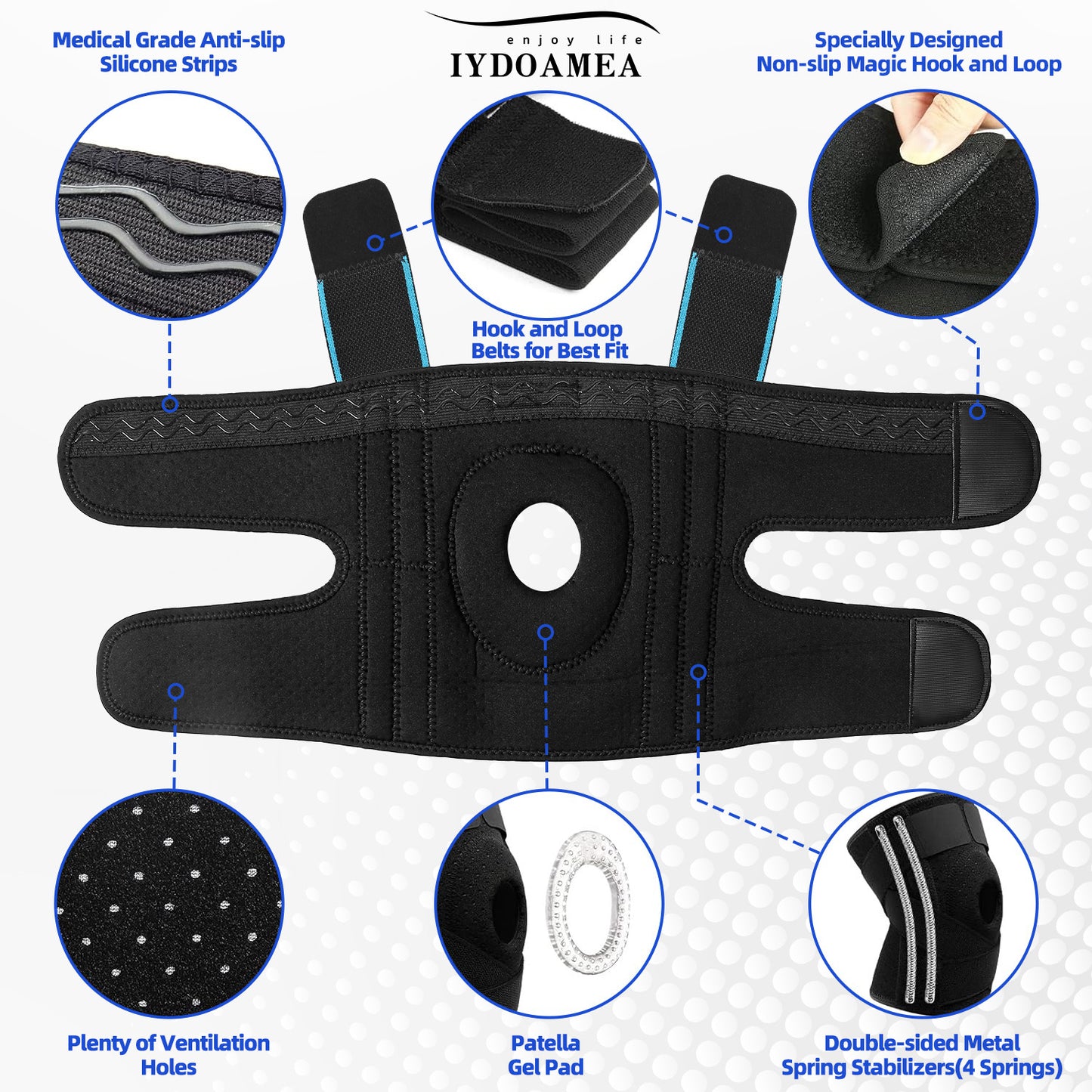 IYDoaMea Plus Size Knee Brace Men and Women with Side Stabilizers & Patella Gel Pads for Maximum Knee Pain Relief and Fast Recovery for Meniscus Tear, ACL, Arthritis