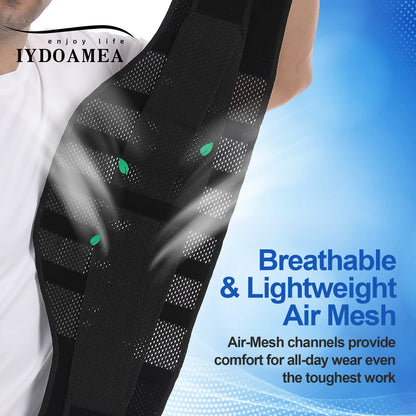 IYDoaMea Air Mesh Breathable Back Brace For Men Women With 4 Steel Plates, 2 Springs Stays, Anti-skid, Adjustable Lumbar Belt For Work Back Brace Support strap Adjustable Breathable Posture Correction Belt Healthcare