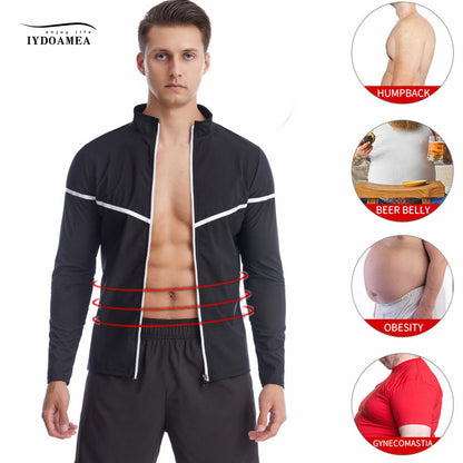 Long Sleeve Shirt with Zipper Sauna Suit Sweat Weight Loss