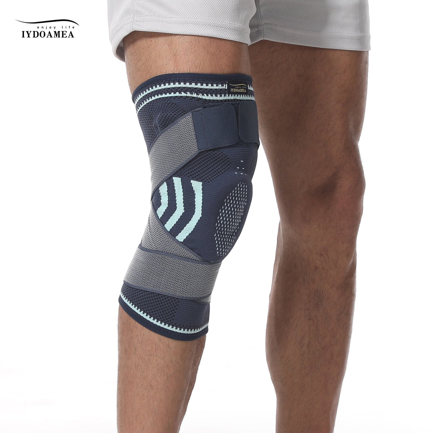 IYDoaMea 1pc Professional Plus Size Knee Brace with Adjustable Straps for Best Fit Compression Knee Sleeve Support with Patella Pad & Side Stabilizers for Knee Pain Running, Work Out, Gym, Arthritis, ACL, Joint Pain Relief, Injury Recovery