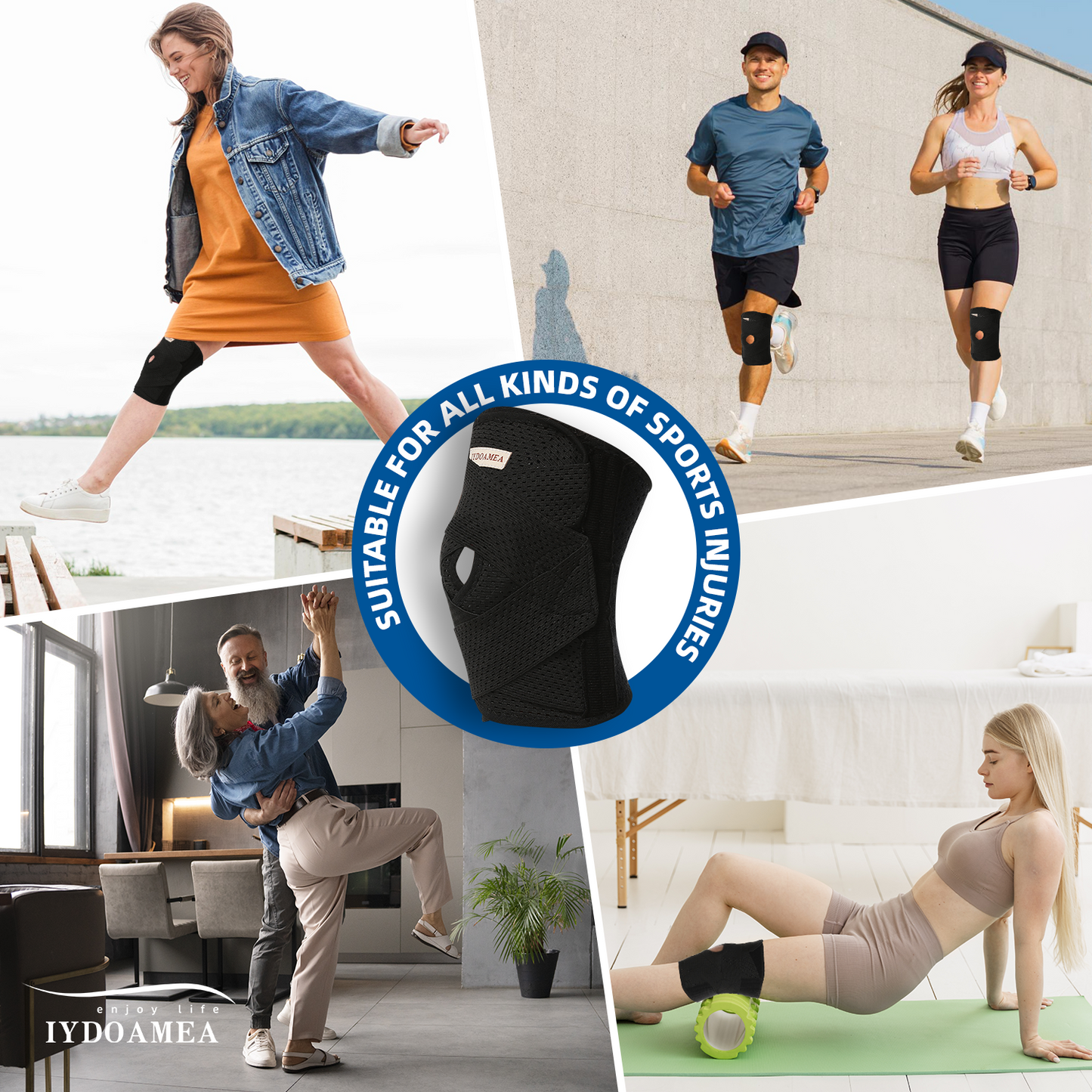 IYDoaMea Plus Size Knee Compression Wrap Brace (Order A Size Up), Breathable Adjustable Knee Brace For Men And Women, Knee Brace With Side Stabilizers Leg Supporter Healthcare football accessories