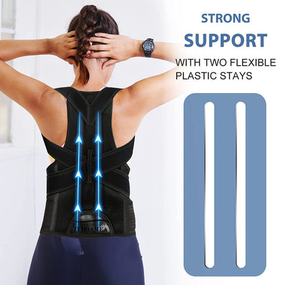 IYDoaMea Back Brace Posture Corrector for Women and Men, Shoulder Straightener, Adjustable Full Back Support, Upper and Lower Back Pain Relief - Scoliosis, Hunchback, Hump, Thoracic, Spine Corrector